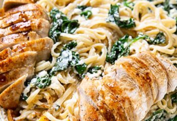 Garlic Butter Chicken Linguine w/ spinach and linguine noodles