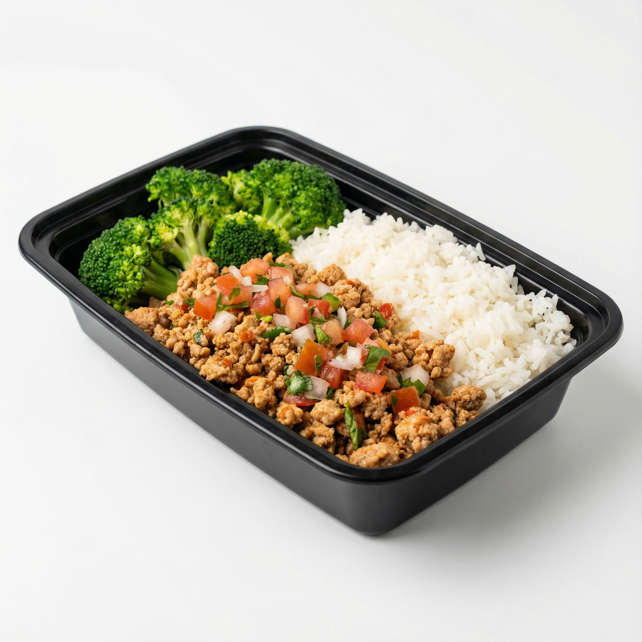 Ground Turkey w/ pico de gallo, jasmine rice & broccoli