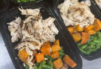 Shredded Chicken w/ sweet potatoes and broccoli