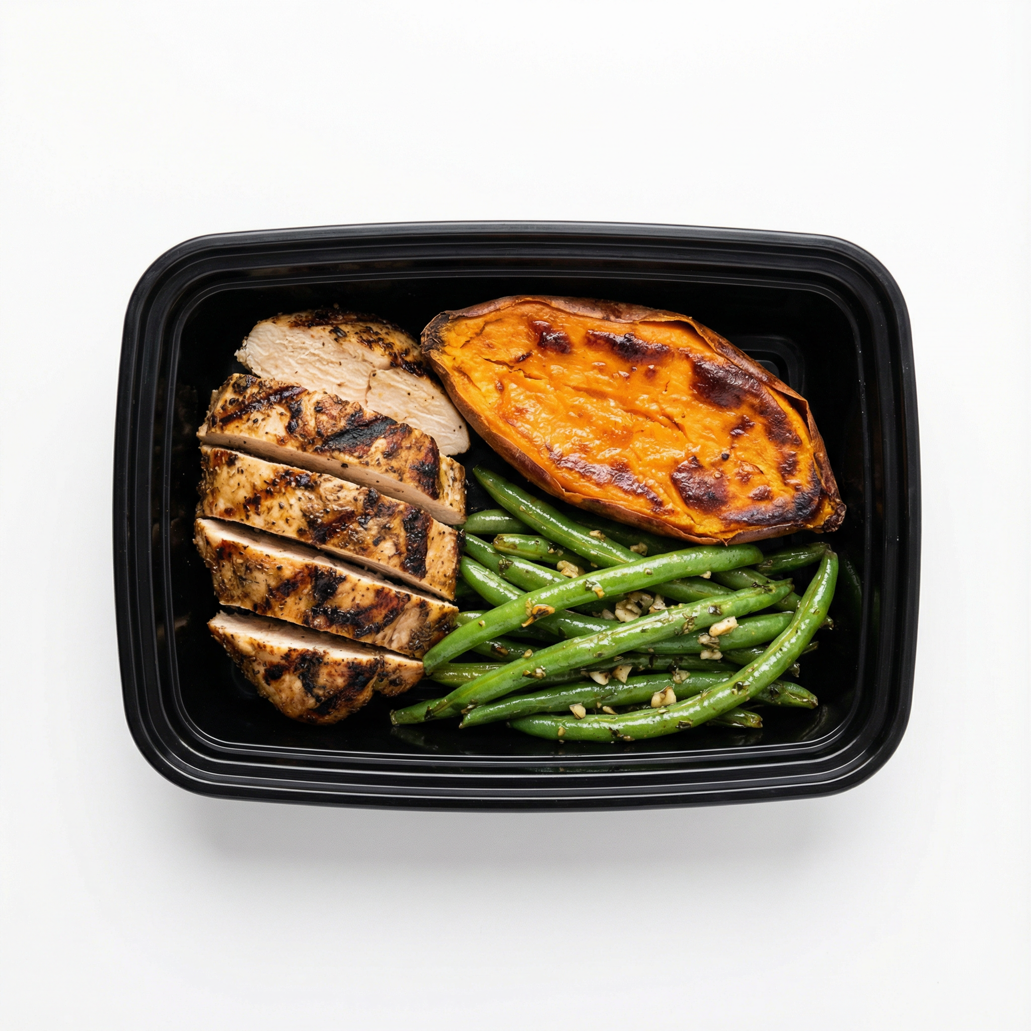 Jerk Chicken Breast w/ a baked sweet potato & green beans