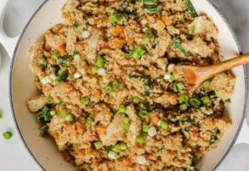 FRIED CAULIFLOWER RICE - CHICKEN w/ diced peppers, egg and green onion, sesame seeds