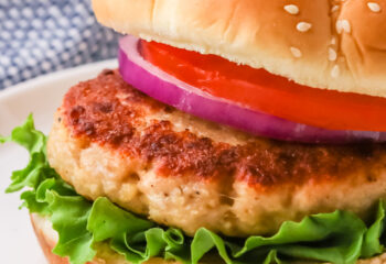 Turkey Burger w/ roasted sweet potatoes, lettuce, red onion, tomato, side of bbq sauce