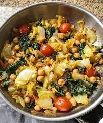 Sautéed Cabbage with Kale, Chickpeas, cherry tomatoes and onions Sautéed Cabbage with Kale, Chickpeas, cherry tomatoes and onions